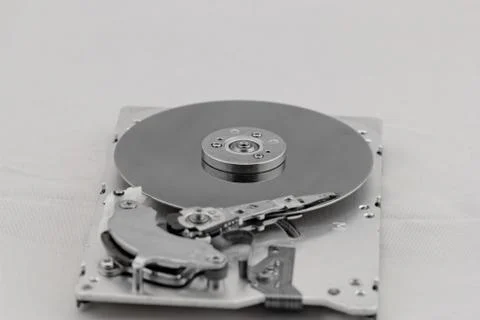 Open computer hard drive on white background Stock Photos