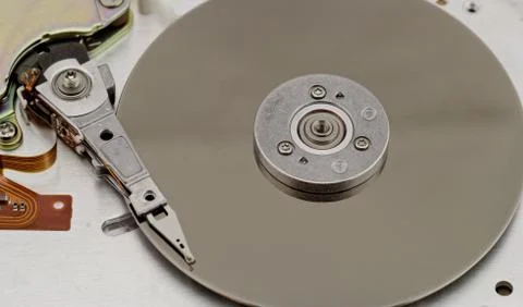 Open computer hard drive on white background Stock Photos