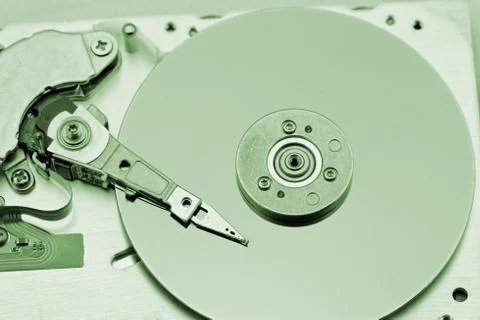 Open computer hard drive on white background Stock Photos