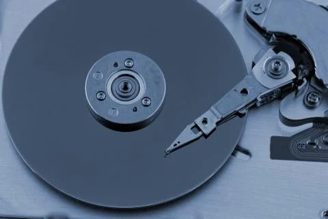 Open computer hard drive on white background Stock Photos