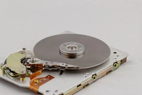 Open computer hard drive on white background Stock Photos