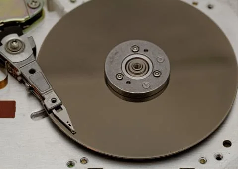 Open computer hard drive on white background Stock Photos