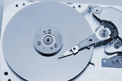 Open computer hard drive on white background Stock Photos