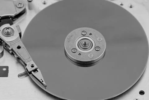Open computer hard drive on white background Stock Photos