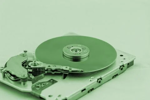 Open computer hard drive on white background Stock Photos