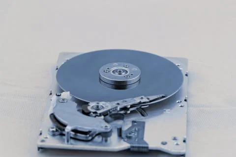 Open computer hard drive on white background Stock Photos