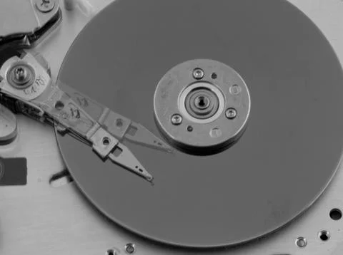 Open computer hard drive on white background Stock Photos