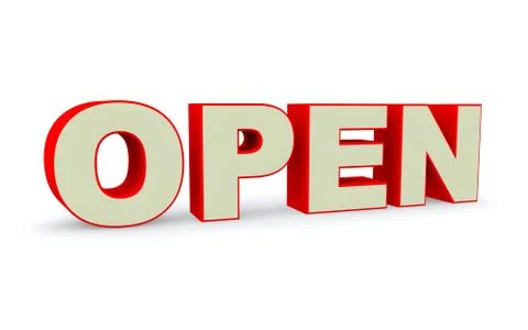 Open concept words in white in a red stroke on a white background Stock-Illustration