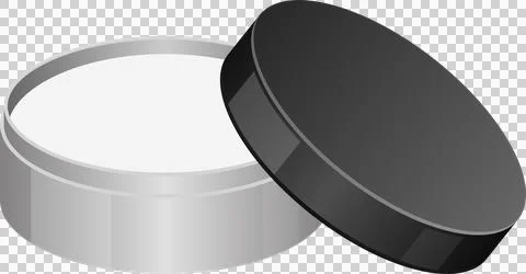 Open container with a gray base and dark gray lid, possibly holding a beaut.. Stock Illustration