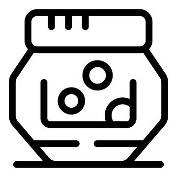 Open container holding three round candies line art drawing Stock Illustration