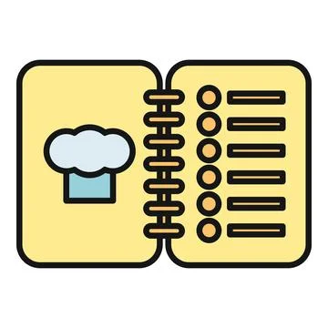 Open cookbook with chef hat and recipe list icon Stock Illustration
