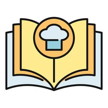 Open cookbook with chef hat icon on page Stock Illustration
