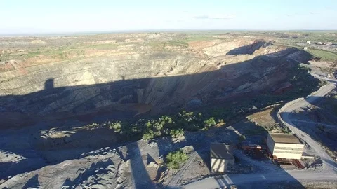 Open copper pit and mining elevator Stock Footage 73857279