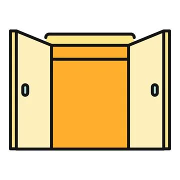 Open cupboard showing interior storage area Stock Illustration