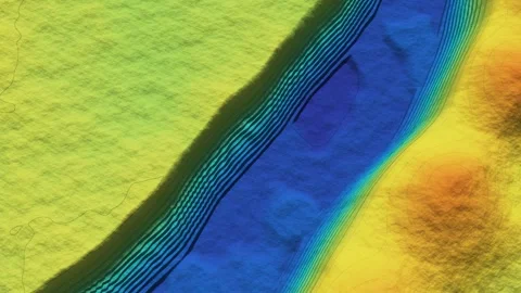 Open Cut Strip Mine Elevation Model Spectral Tint Bench Walls Oblique Aerial 스톡 동영상 343382682