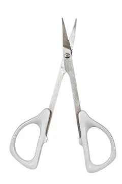 Open cuticle scissors isolated on white background, clipping path Stock Photos