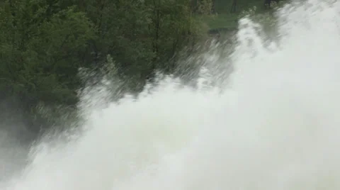 Open dam discharged a large amount of water,cascading,overfall,splashing,closeup Stock-Footage 37787478