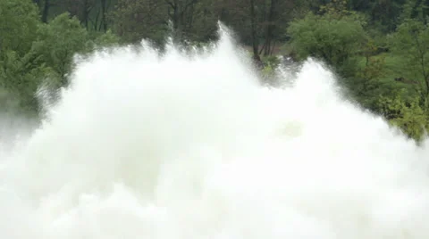 Open dam discharged a large amount of water,cascading,overfall,close up, Stock Footage 37809978