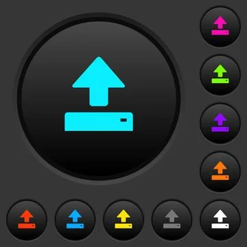 Open dark push buttons with color icons Stock Illustration