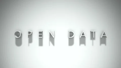 Open Data 3D title animation with shadows on a white background Stock Footage 296512620