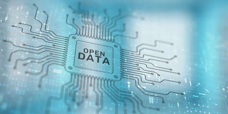 Open Data Concept and Big Data Analytics, Cloud Technology and Digital Transf Stock-Fotos