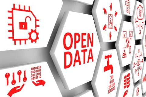 OPEN DATA concept cell background 3d illustration Stock Illustration