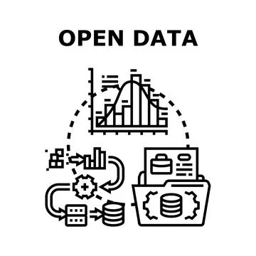 Open data concept for information accessibility and digital storage Stock Illustration