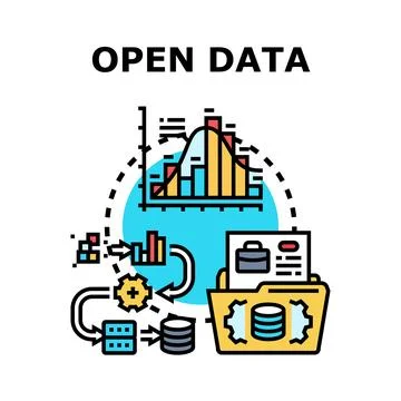 Open data concept for information accessibility and digital storage Stock Illustration