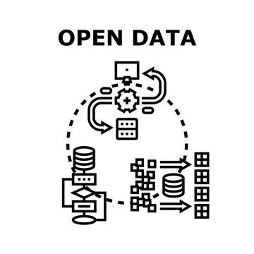 Open data concept for information accessibility system Stock Illustration
