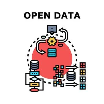 Open data concept for information accessibility system Stock Illustration