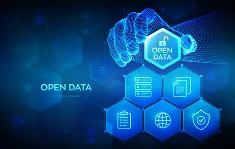 Open data database. Digital file storage system software. Online documentat.. Stock Illustration