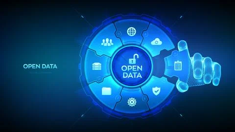 Open data database. Digital file storage system. DMS. Integration API. Onli.. Stock Illustration