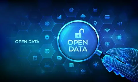 Open data database. DMS. Integration API. Digital file storage system softw.. Ilustração Stock