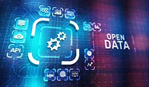 Open data database integration api internet technology concept. Stock Illustration