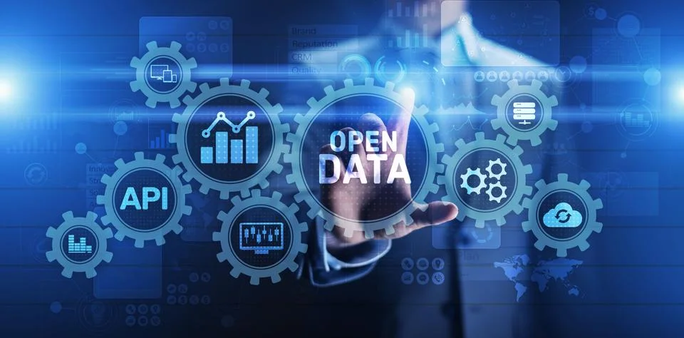 Open data database integration api internet technology concept. Stock Photos