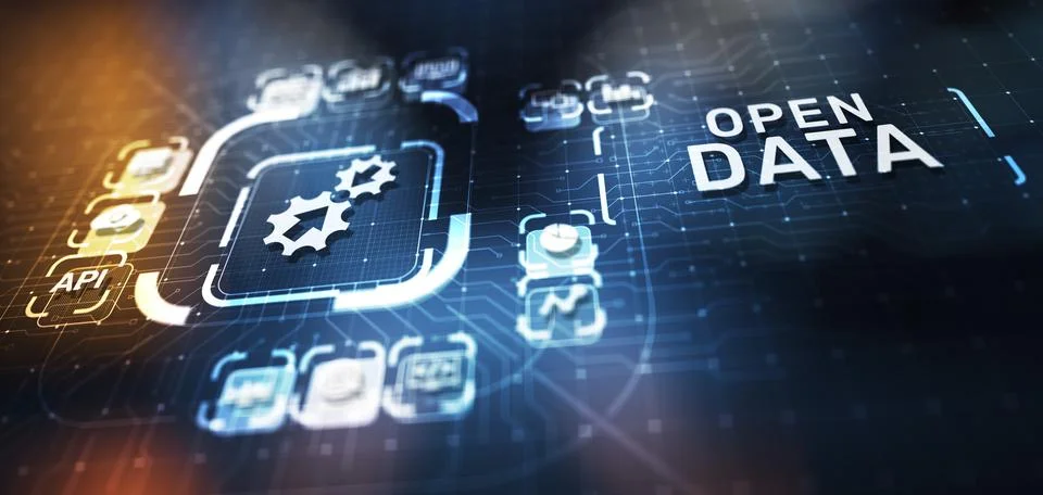 Open data database integration api internet technology concept. Stock-Fotos