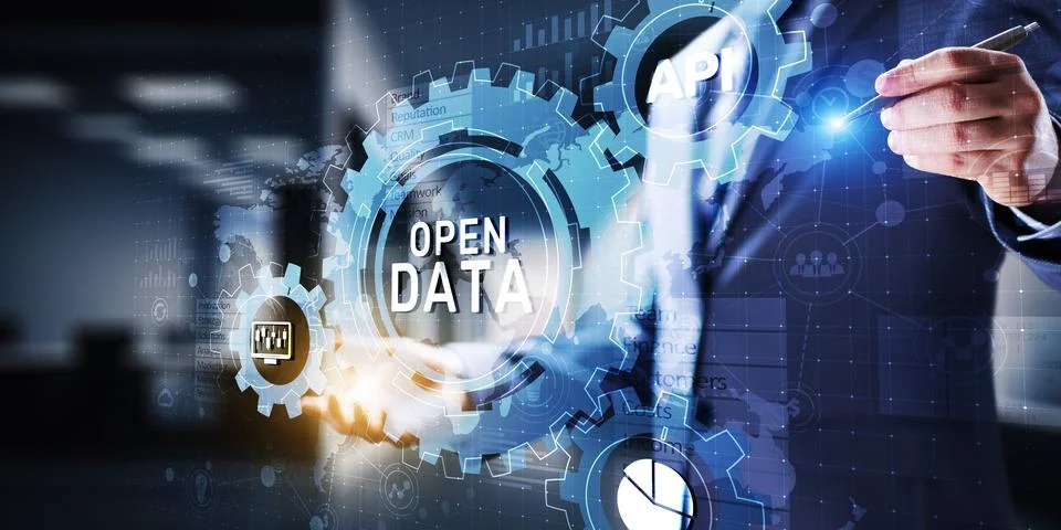 Open data database integration api internet technology concept. Stock Photos