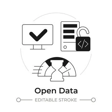 Open data modern flat line concept icon Stock Illustration