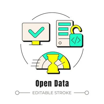 Open data neubrutalism concept icon Stock Illustration