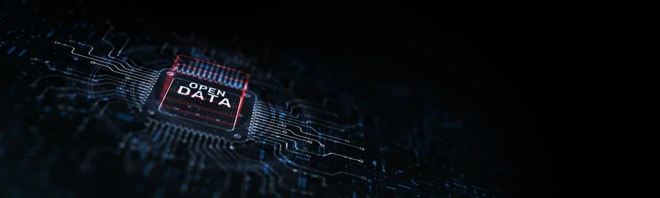 Open Data Promoting Transparency and Accessibility Illustrated on a Processor Stock Illustration