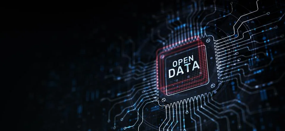 Open Data Promoting Transparency and Accessibility Illustrated on a Processor イラスト素材