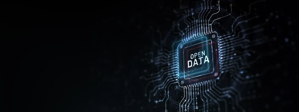 Open Data Promoting Transparency and Accessibility Illustrated on a Processor Stock Photos