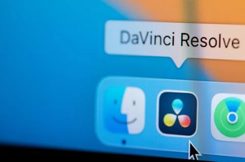 Open DaVinci Resolve app in macbook dock Stock Photos