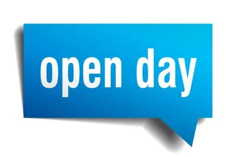 Open day blue 3d speech bubble Illustrazione stock