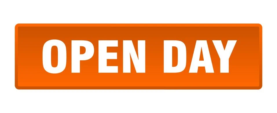 Open day button. open day square orange push button 스톡 일러스트