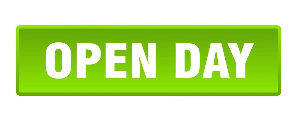 Open day button. open day square green push button 스톡 일러스트