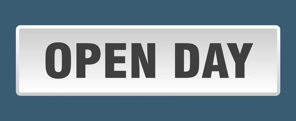 Open day button. open day square white push button Stockillustratie