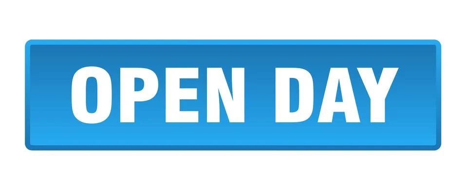 Open day button. open day square blue push button 스톡 일러스트