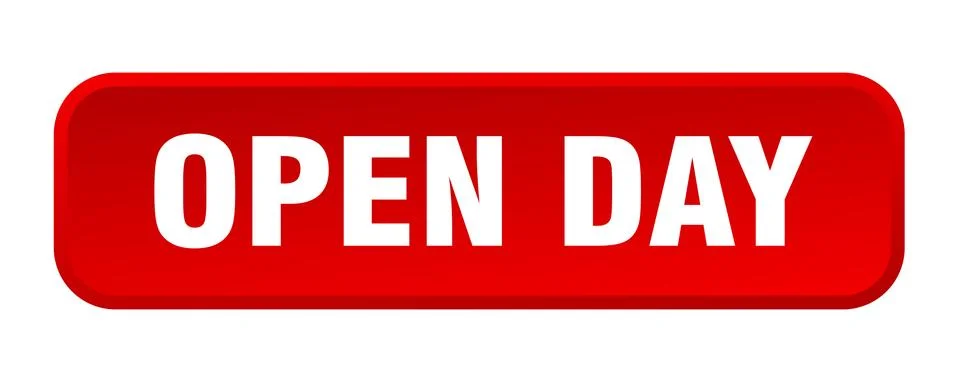 Open day button. open day square 3d push button 스톡 일러스트