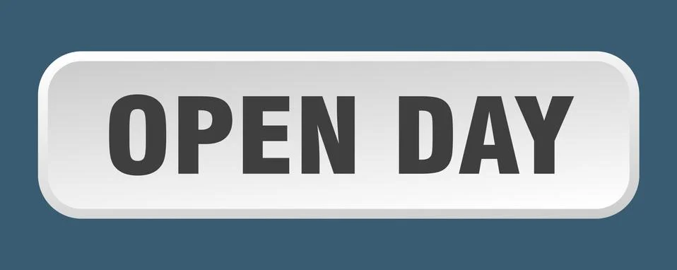 Open day button. open day square 3d push button 스톡 일러스트